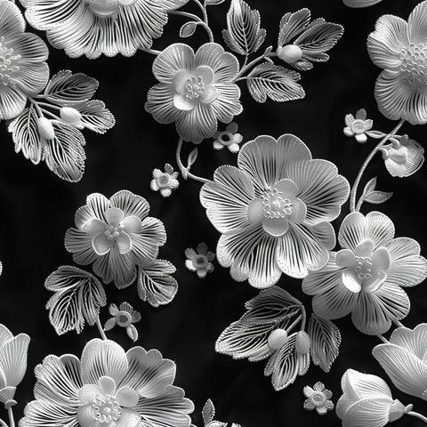 白花黑底蕾丝图案