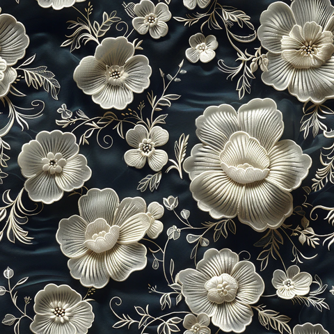 白花黑底蕾丝图案