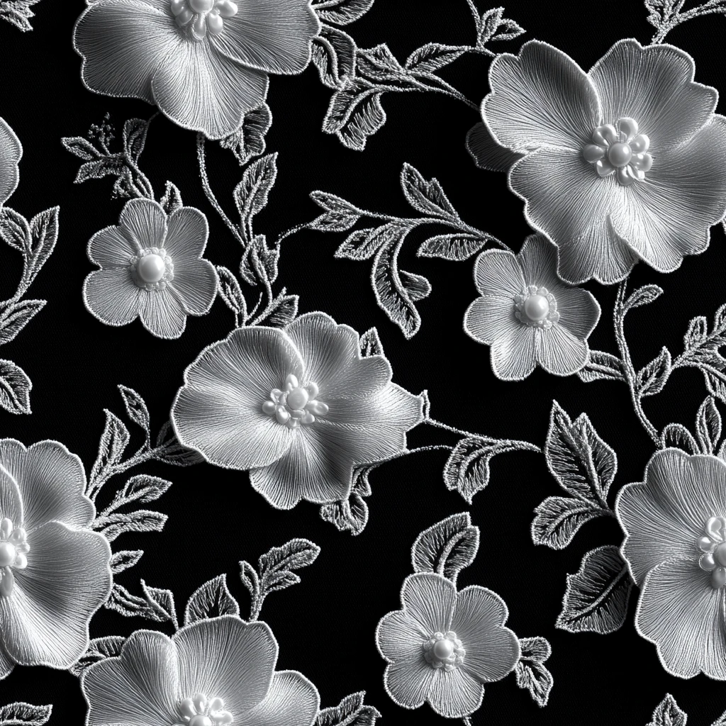黑白花卉蕾丝图案