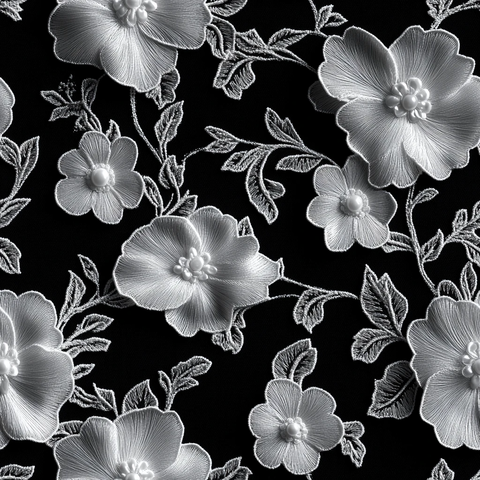 黑白花卉蕾丝图案