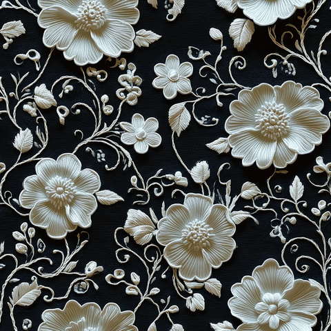 黑白花卉蕾丝图案