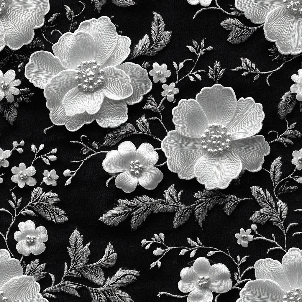 黑白花卉蕾丝图案