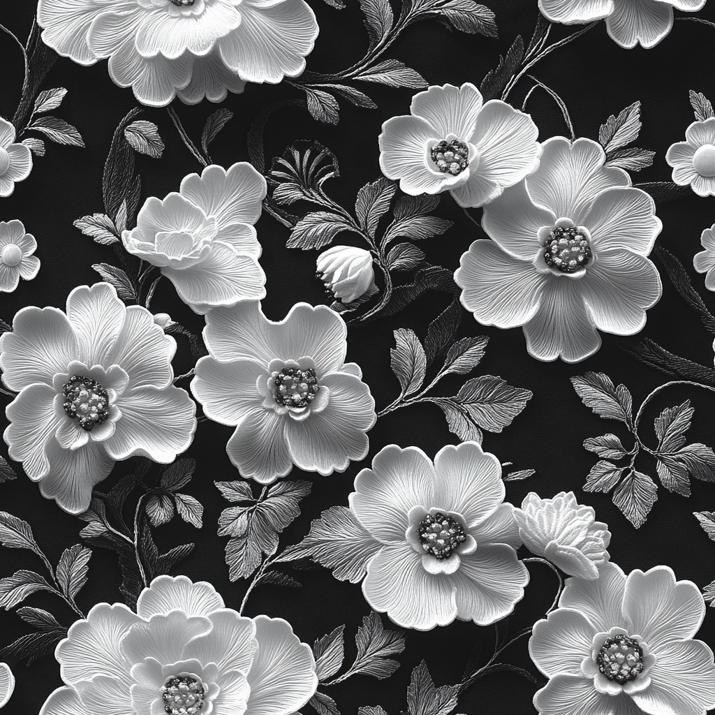 黑白花卉蕾丝图案