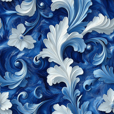 蓝色银纹丝绸布