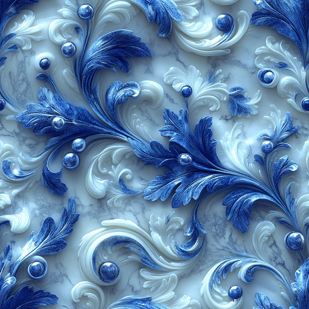 蓝色银纹丝绸布