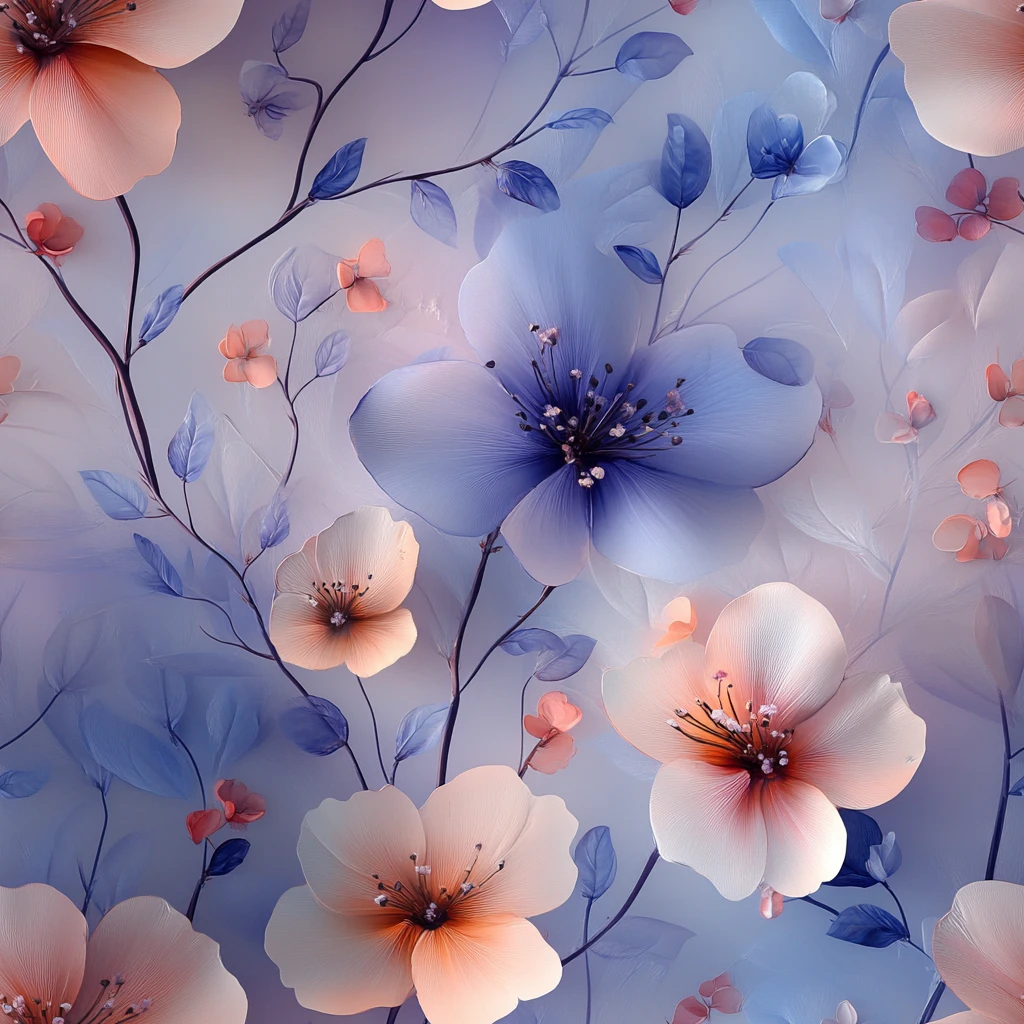 粉色花朵与蝴蝶