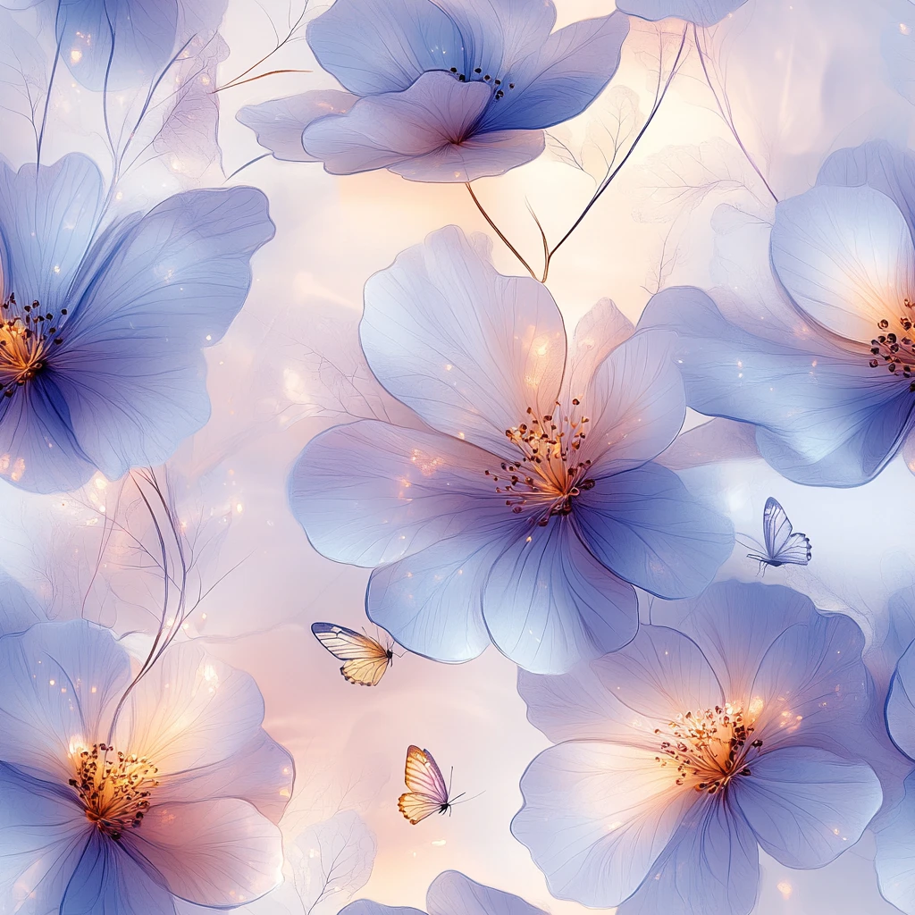 粉色花朵与蝴蝶