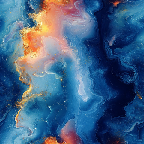 蓝色流体形态画