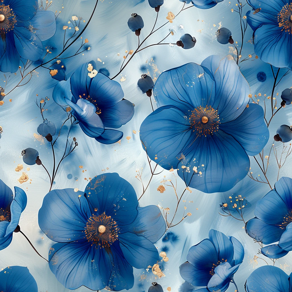 蓝白花朵图案设计