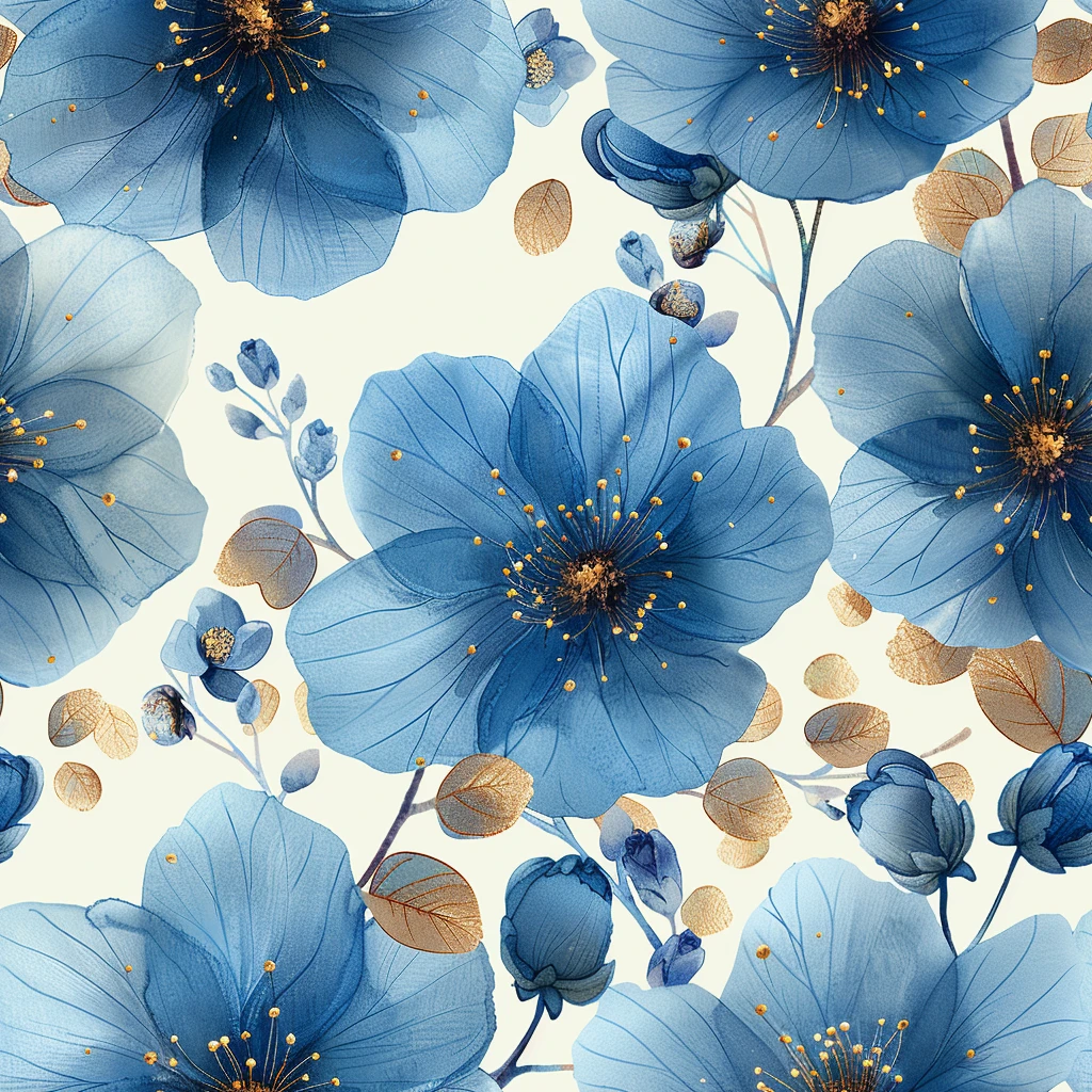 蓝白花朵图案设计