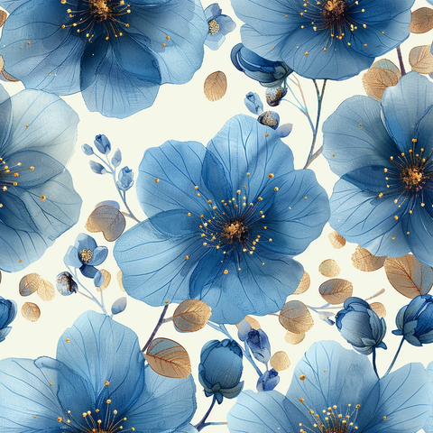 蓝白花朵图案设计