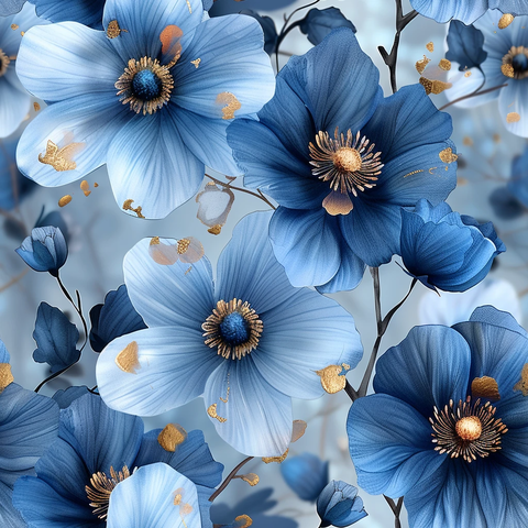 蓝白花朵图案设计