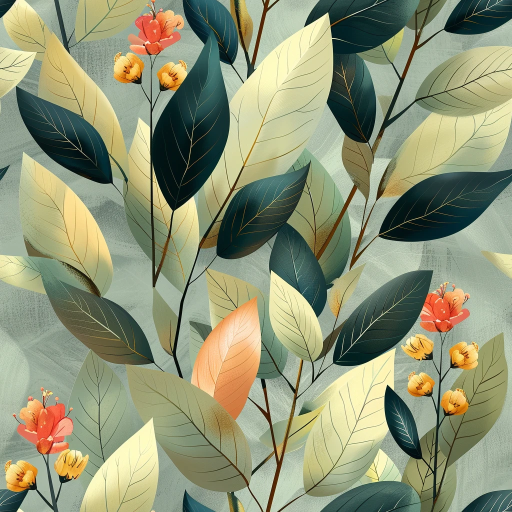 粉色绿叶花卉图案