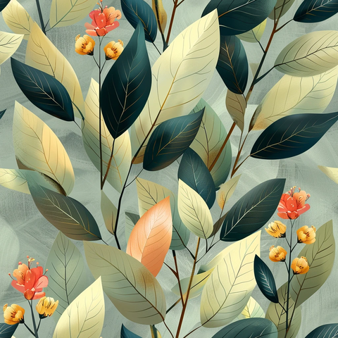 粉色绿叶花卉图案