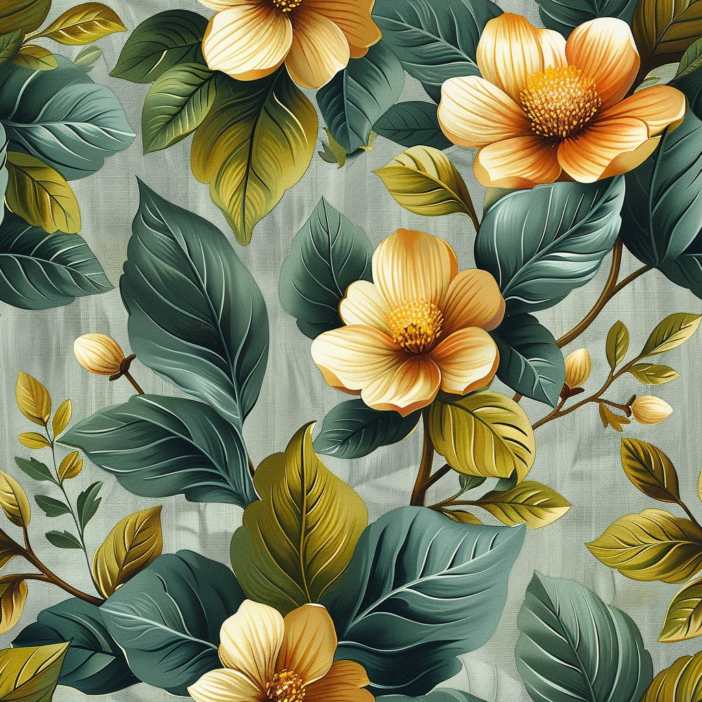 粉色绿叶花卉图案