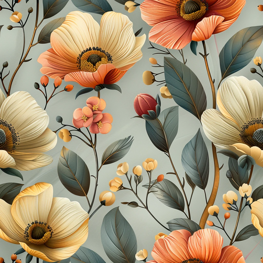 粉色绿叶花卉图案