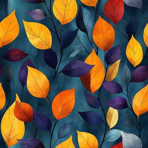 彩色长叶纹样