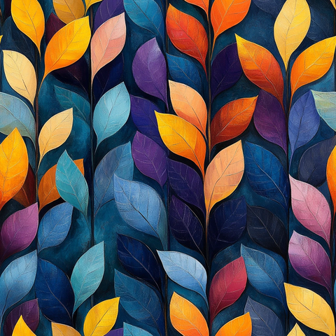 彩色长叶纹样