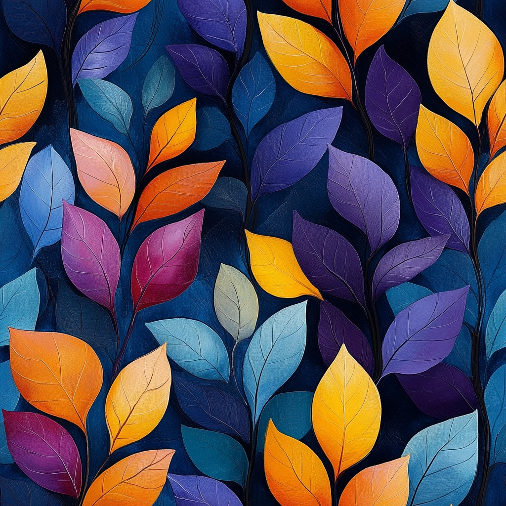 彩色长叶纹样