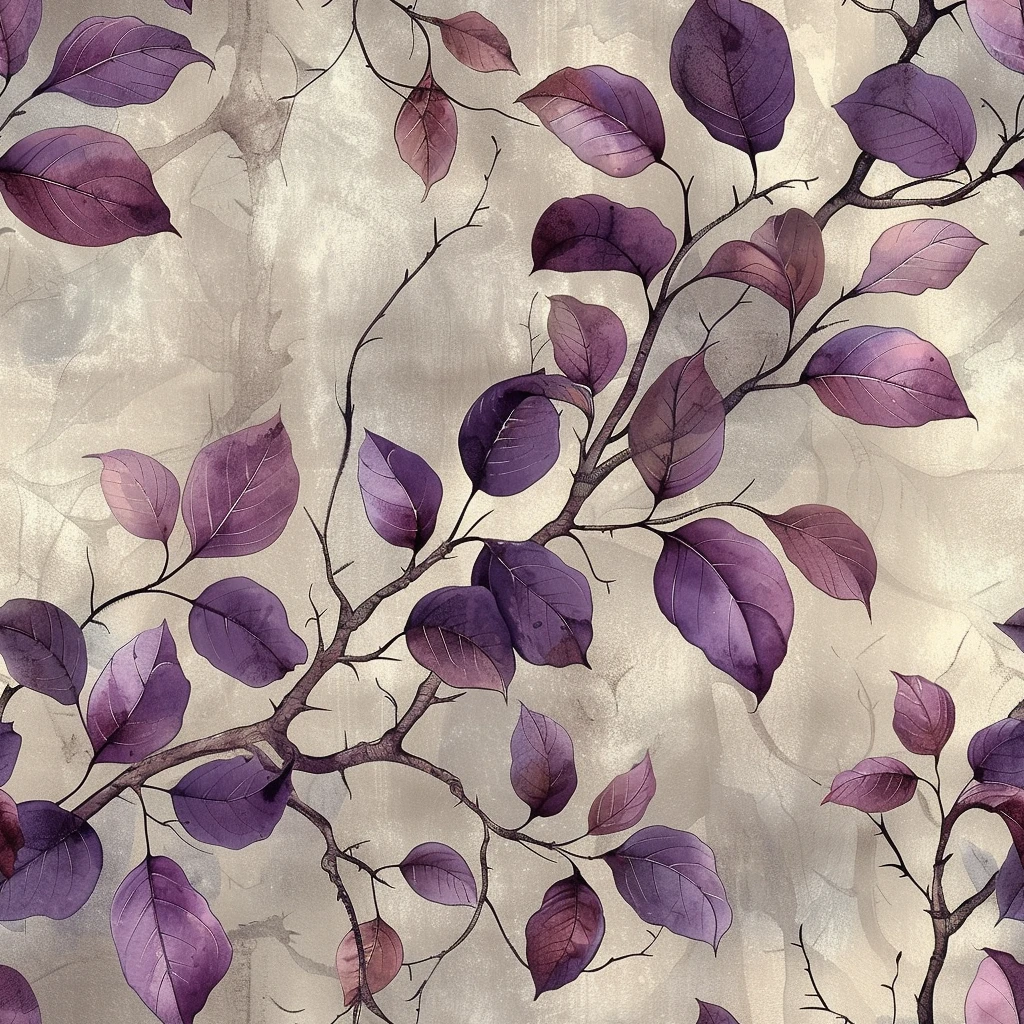 紫色水彩叶纹背景