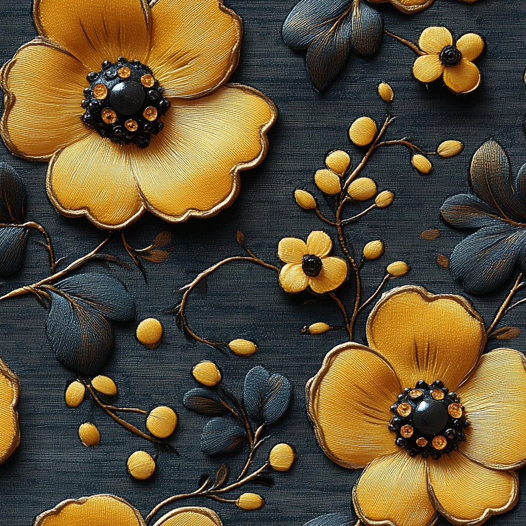 黄黑花卉纹样
