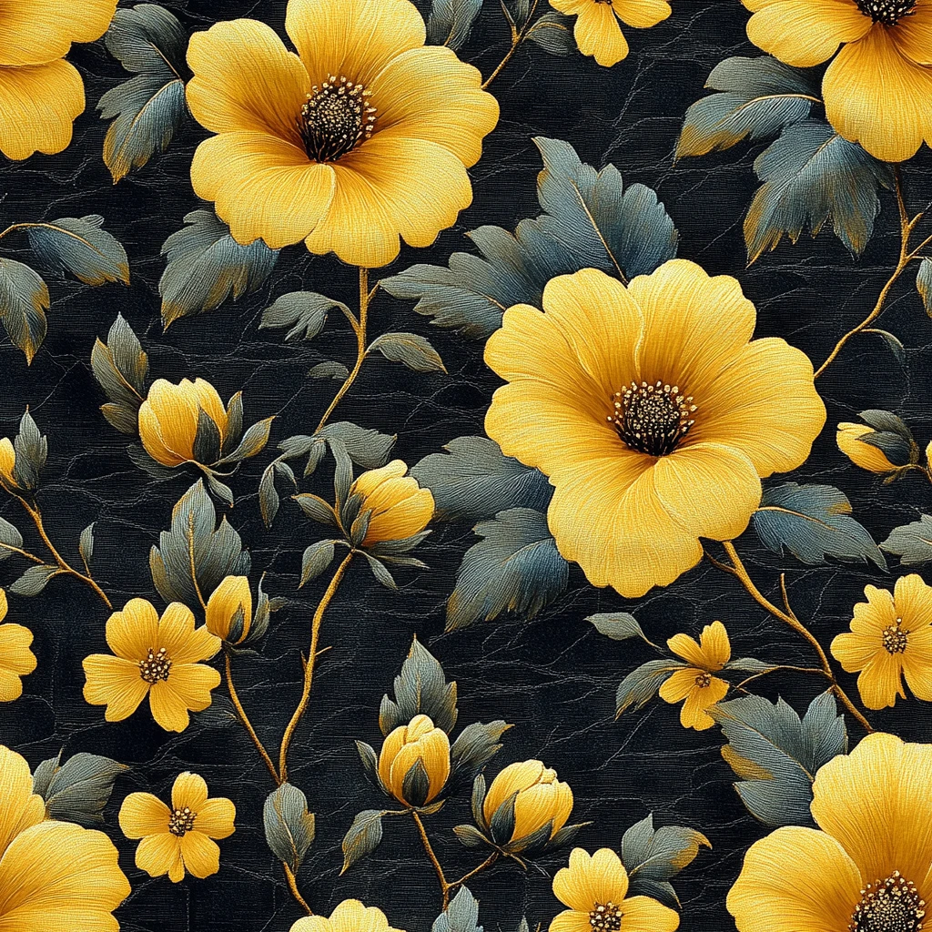 黄黑花卉纹样