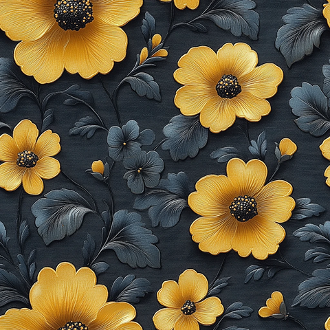 黄黑花卉纹样