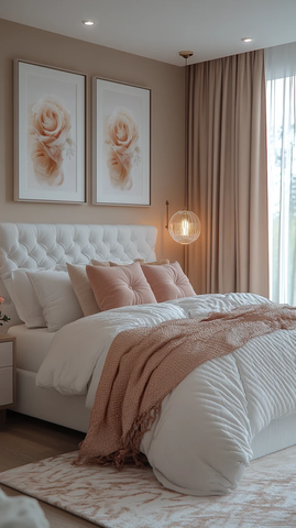 双床头画白色床头卧室