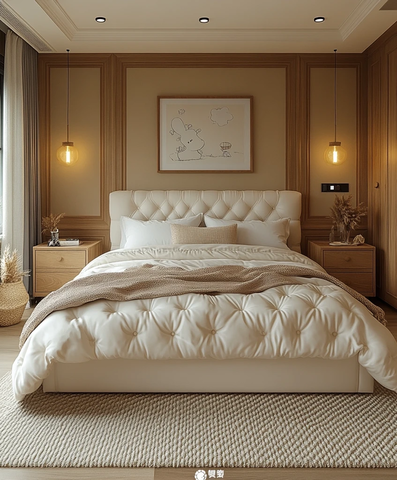 白色皮革双人床