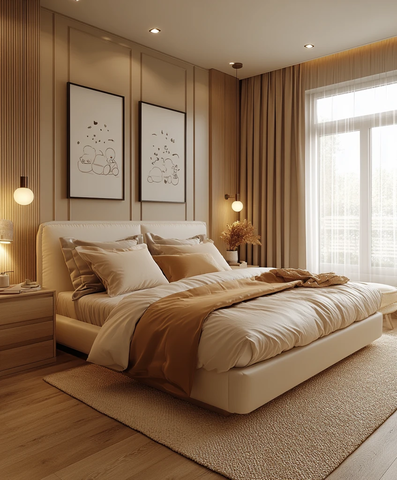 白色皮革双人床