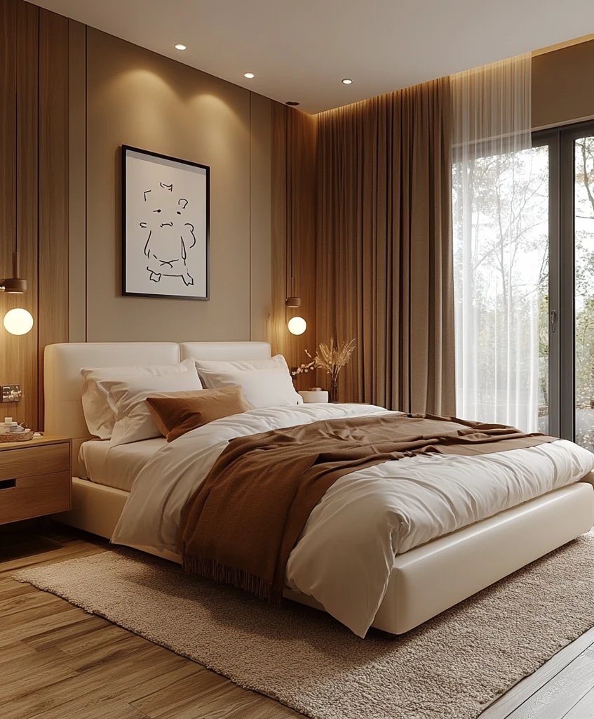 白色皮革双人床