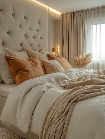 白色墙面简约床