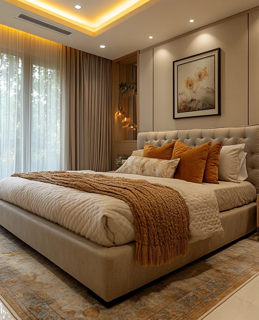 灰色软包床头卧室