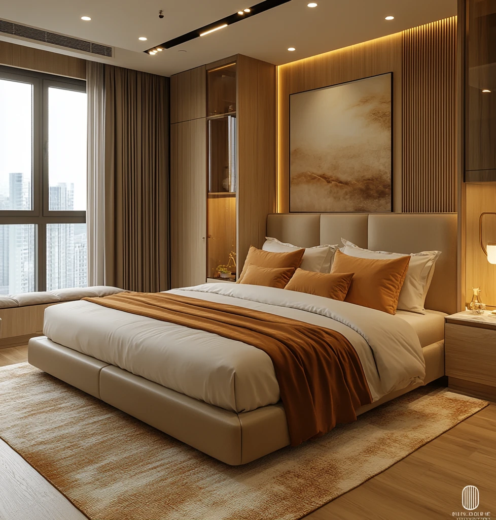 中性色调实木卧室