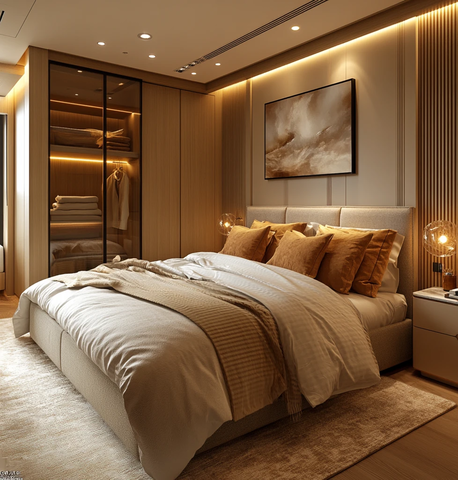 中性色调实木卧室