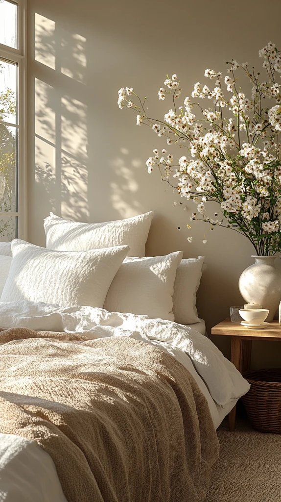 床与床头柜的静谧