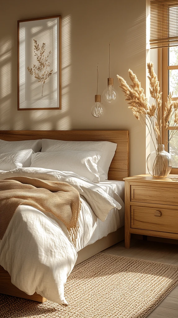 床与床头柜的静谧