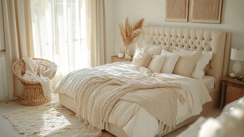 奶油色卧室布置