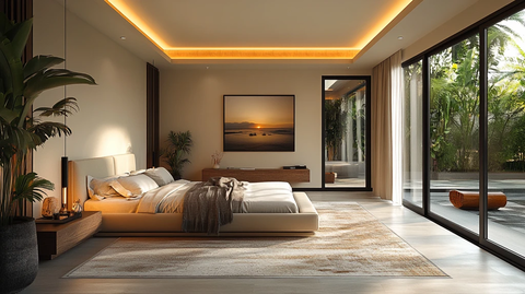 奶油色现代卧室