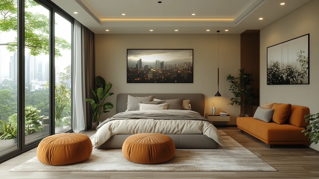 奶油色现代卧室