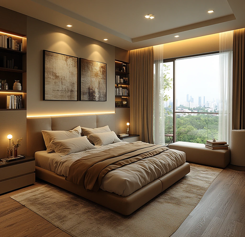 现代卧室软光墙艺