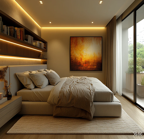 现代卧室软光墙艺