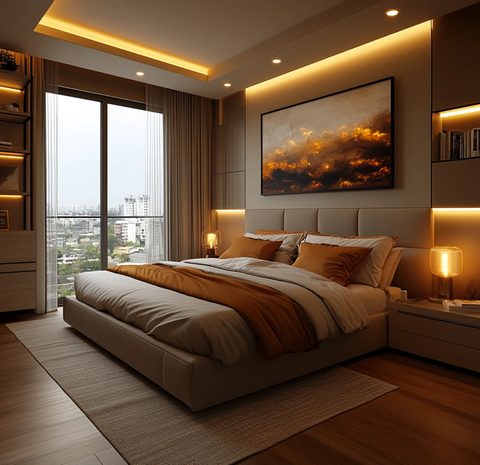 现代卧室软光墙艺