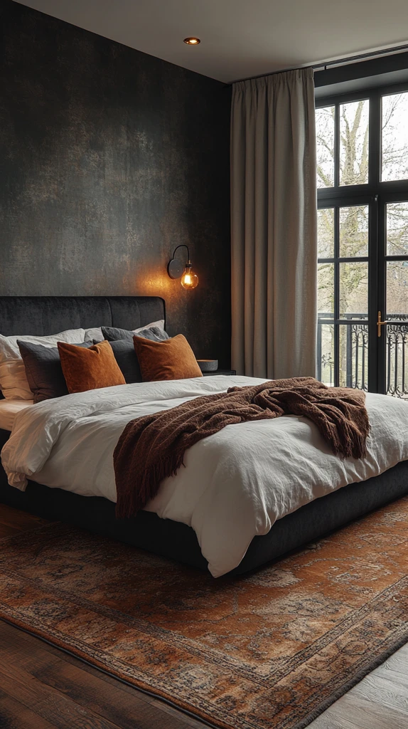 深灰卧室床帘阳台