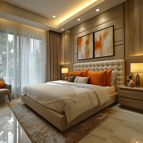 大床头板中性色调