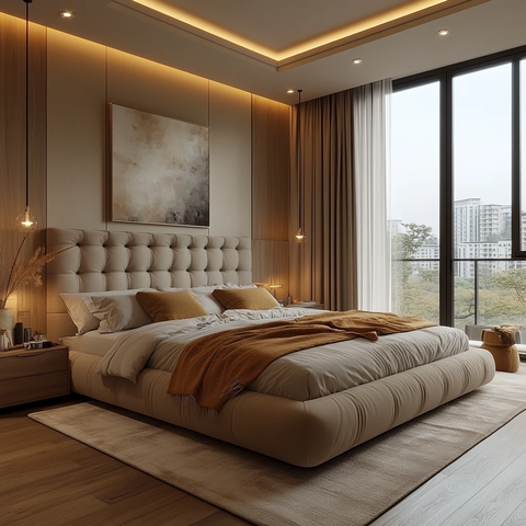 大床头板中性色调