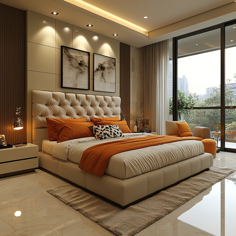 大床头板中性色调