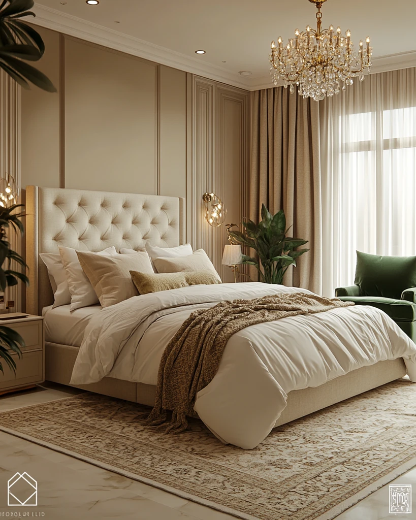 大床卧室白绿装饰