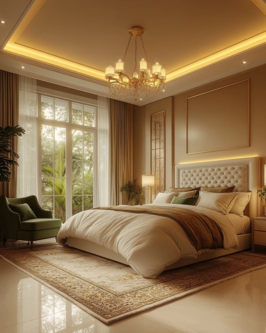 大床卧室白绿装饰