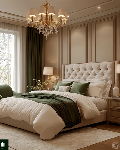 大床卧室白绿装饰